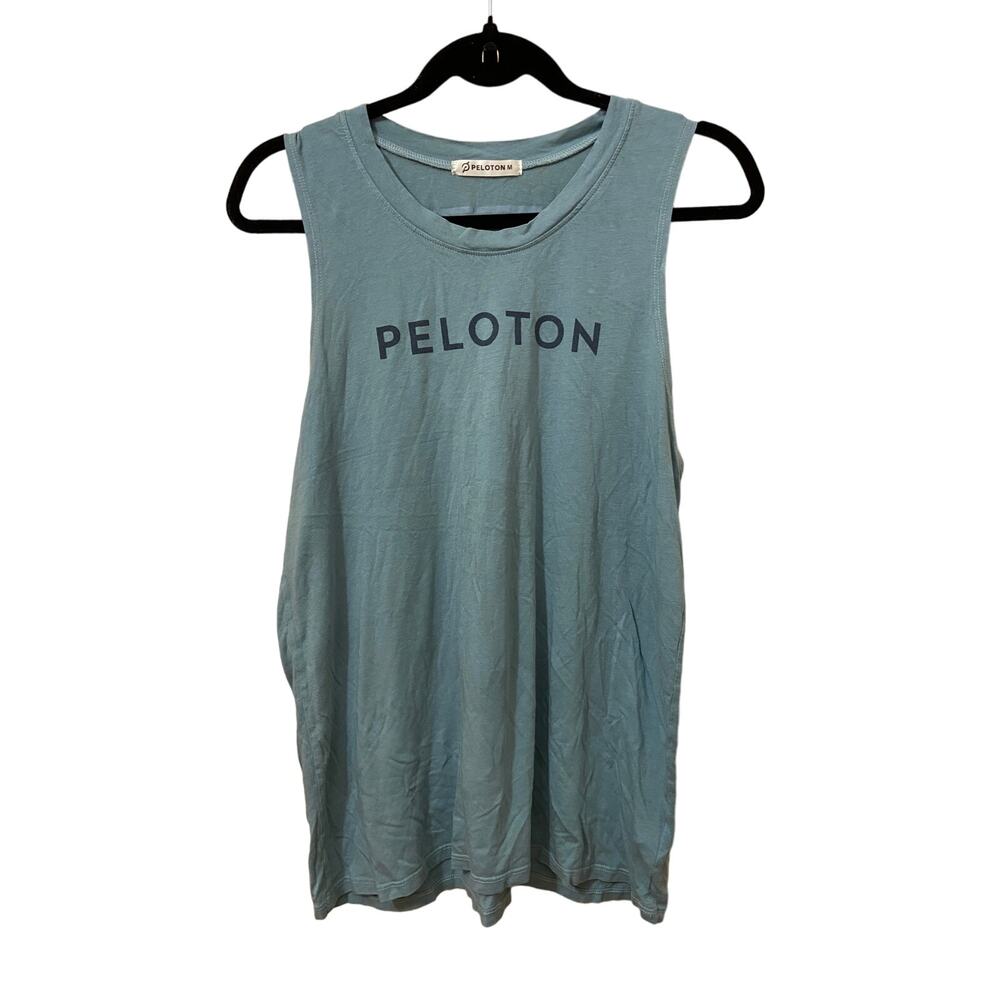 Peloton Muscle Tank Size M Women's Teal with Colorful back PELOTON